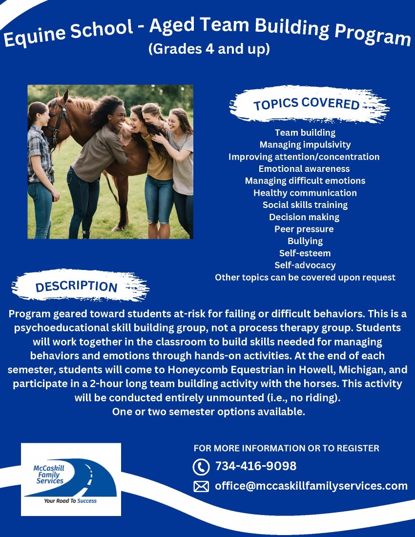 Equine Therapy | McCaskill Family Services | Metro Detroit Area - equine_team_building_school_aged